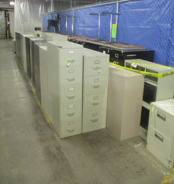 The University of Toledo, by law must sell all excess equipment at auction. Anything left over can be donated to charity. Here are just some of the unsold items given to RCI after their last auction. We got over 40 filing cabinets and metal bookshelves, as well as tables and chairs.